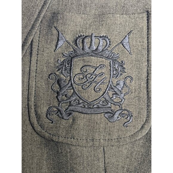 Tommy Hilfiger Womens Dark Gray Blazer With Embroidered Chest Pocket & Button Cu - Picture 10 of 15